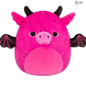 Squishmallows Bianca Fuchsia and Black Dragon Plush Gargoyle